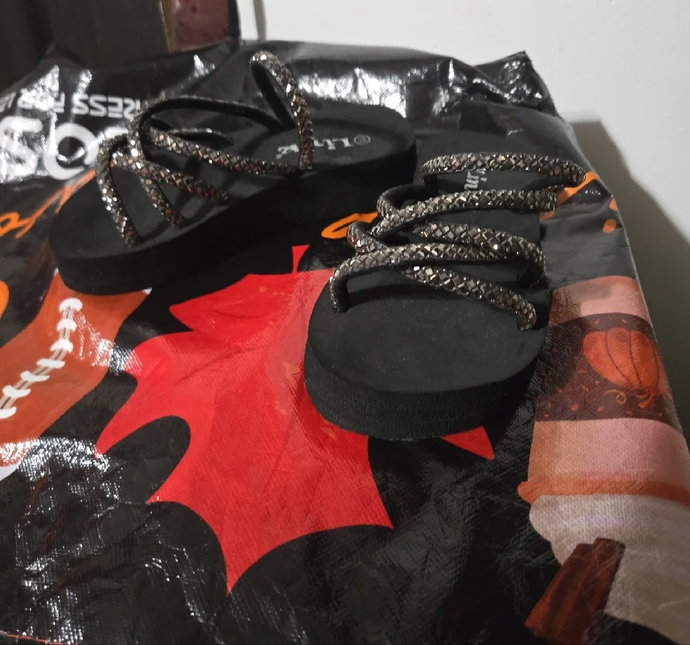 Link Black Kids Sandals with Sparkle Braided Straps